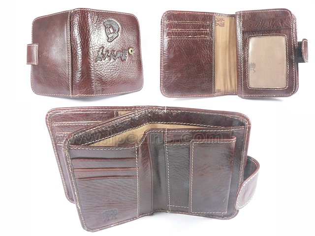 Charming Business Pattern Bi-Fold Cow Leather Men Wallet