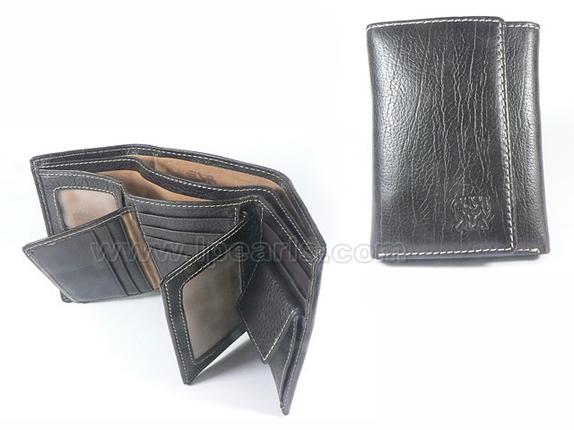 Black Tri-fold Leather Men's Wallet