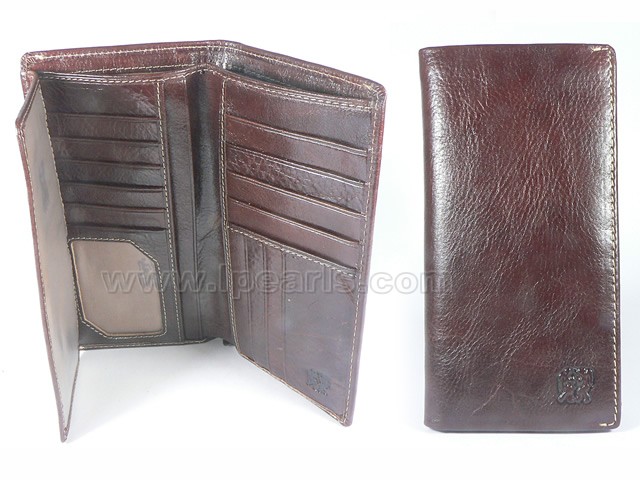 Agraffe Long Cow Leather Tri-fold Men Wallet