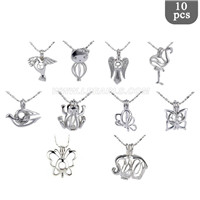Surprise package Silver plated Animal theme cage pendant 10pcs