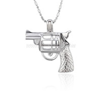 Silver plated Gun locket necklace pendant 5pcs