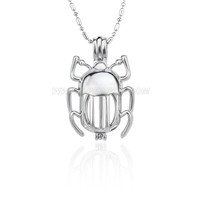 Lovely design Silver plated Beetle cage pendant 5pcs
