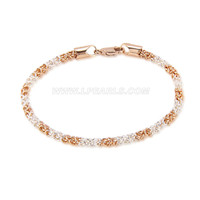 silver plated gold and rose gold bracelet for women 7"