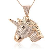 silver plated CZ unicorn necklace pendant for women
