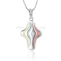 silver plated colorful cross necklace pendant