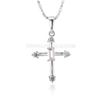 silver plated CZ cross necklace pendant