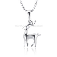 silver plated cute reindeer necklace pendant