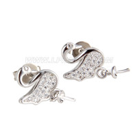 Latest wholesale silver plated Swan design earring fitting
