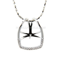 silver plated simple design pearl pendant necklace mounting
