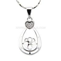silver plated waterdrop design pearl pendant necklace mounting