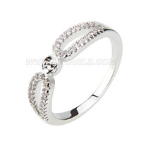 Fashion wholesale silver plated pearl rings with zircons fitting