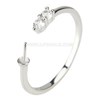 Silver plated simple design adjustable pearl ring fitting with z