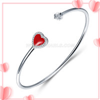 925 sterling silver heart shape adjustable bracelet fitting