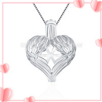 Latest 925 sterling silver Angel wing heart shape cage pendant