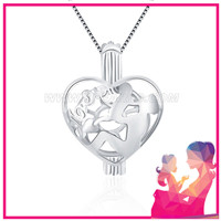 Fahion 925 sterling silver Mother and kid cage pendant