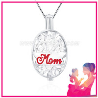 Fahiom 925 sterling silver oval shape Mom theme cage pendant