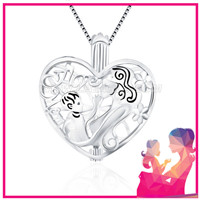Mother's Day 925 sterling silver Mother and kid cage pendant