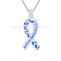 Infantile autism silk ribbon 925 sterling silver cage pendant