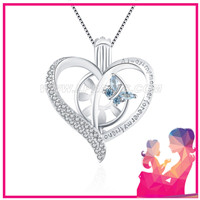 S925 sterling silver butterfly heart pearl women cage pendant