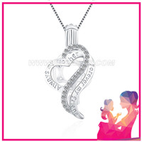 S925 sterling silver CZ heart pearl cage pendant for mother