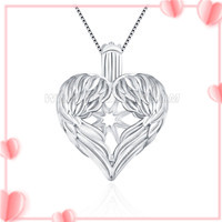 S925 sterling silver 14mm Edison pearl wing heart cage pendant