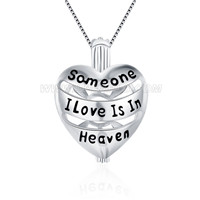 S925 sterling silver heart cage pendant for 14mm Edison pearl