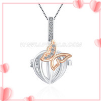 S925 sterling silver butterfly heart cage pendant for bracelet