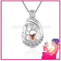 925 sterling silver mother with baby kid heart cage pendant
