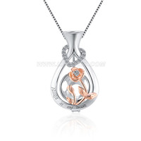925 sterling silver love rose waterdrop pearl cage pendant