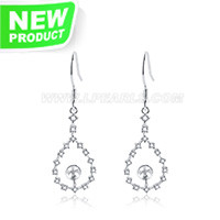S925 Sterling silver CZ pearl dangle earring settings for women