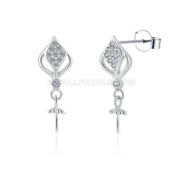 S925 sterling silver CZ pearl women stud earrings accessory