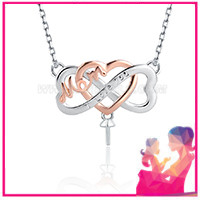 925 Sterling Silver infinity heart pearl necklace mount for mom