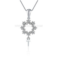 Elegant sterling silver wreath shape zircon pendant mounting