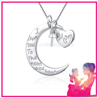 Beautiful sterling silver moon and heart shape pearl pendant nec
