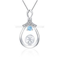 Elegant sterling silver pearl pendant necklace mounting