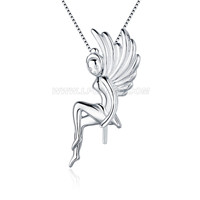 Beautiful angel 925 sterling silver pearl pendant mounting