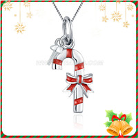 925 sterling silver Christmas Candy cane pearl pendant setting