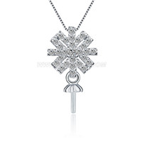 925 sterling silver shining CZ snowflake pearl pendant fitting