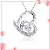 925 sterling silver love heart pearl pendant setting for women