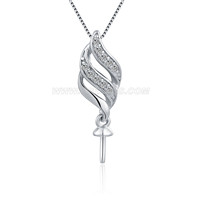 S925 sterling silver CZ twist pearl pendant fitting for women