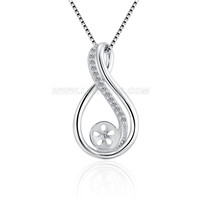 925 sterling silver CZ twist pearl pendant setting for women