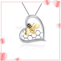 women 925 sterling silver heart bee pearl pendant fitting