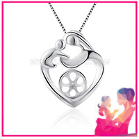 S925 sterling silver hand in hand mom and child pendant fitting