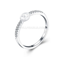 Fashion 925 silver simple shape pearl rings fitting with zircons