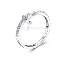 Cross shape 925 Sterling silver pearl rings fitting