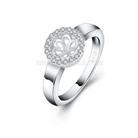 S925 sterling silver round CZ pearl ring setting for women