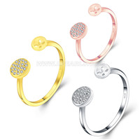925 sterling silver round shape adjustable rings accessory