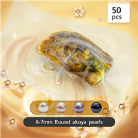 50pcs vacuum-packed oysters with 6-7mm round akoya pearls