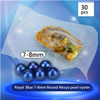 Royal blue 7-8mm Round Akoya pearl oyster 30pcs