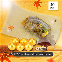 Dazzling Gold 7-8mm Round Akoya pearl oyster 30pcs